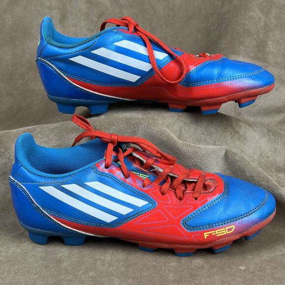 ADIDAS F-50 Boys 5.5 ~Traxion Soccer Cleats Red Blue - V24800 - Picture 2 of 14